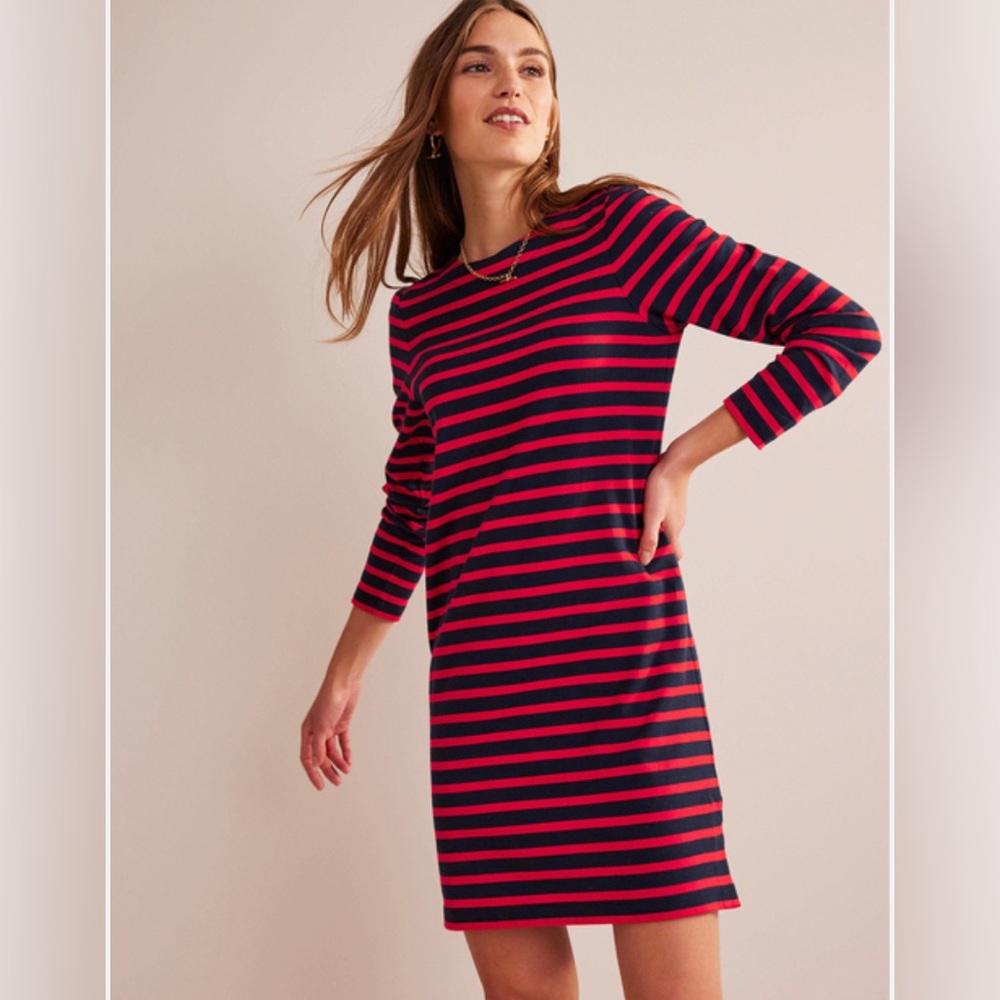 Boden Navy & Red Striped Dress Nautical Patriotic New England Summer - Sz 0-6